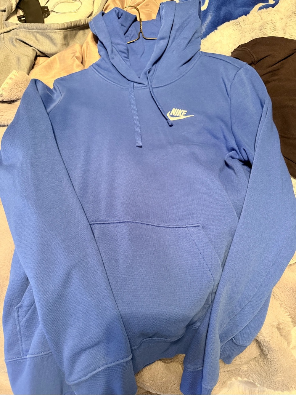 Nike Blue Pullover Hoodie with White Swoosh